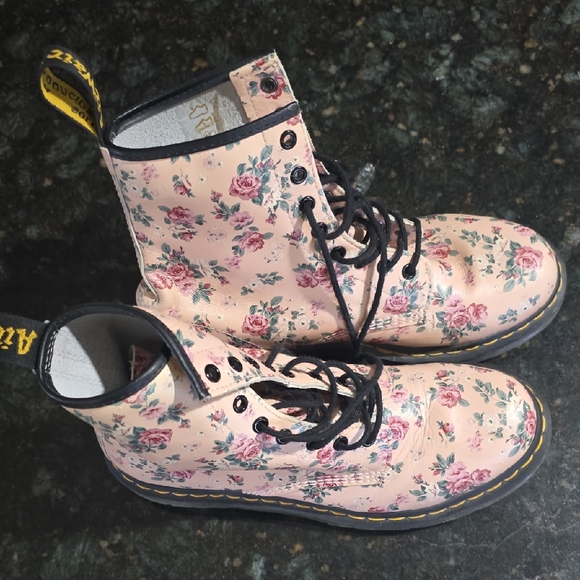 Dr. Martens Shoes - Dr. Martens Pink Floral Combat Boots